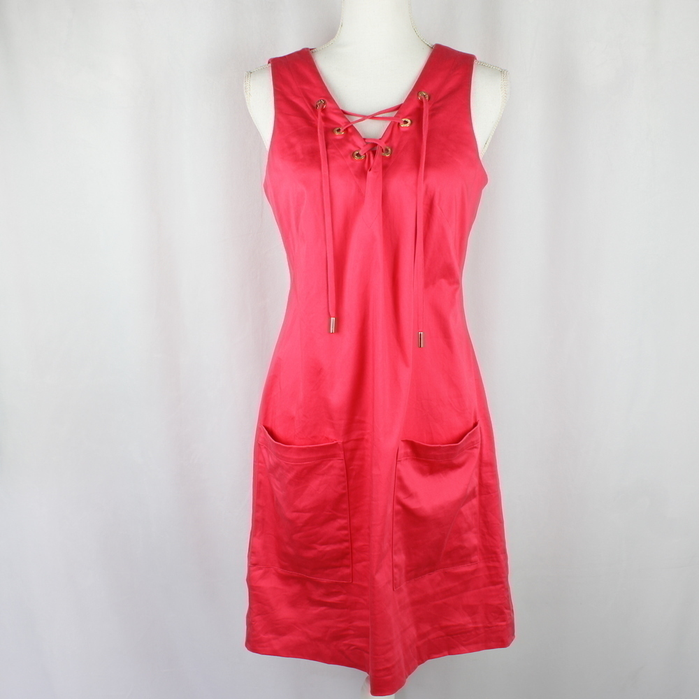 Calvin Klein Peach Lace Up Front Sleeveless Dress